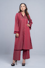 Ready-to-Wear Embroidered Two-Piece Jacquard Ethnic Set with Matching Bottoms