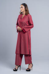 Ready-to-Wear Embroidered Two-Piece Jacquard Ethnic Set with Matching Bottoms