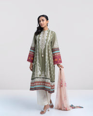 Smart Fit Printed Two-Piece Lawn with Chiffon Dupatta