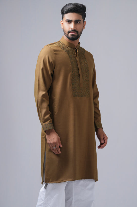 Regular Fit Cord-Embroidered Formal Panjabi