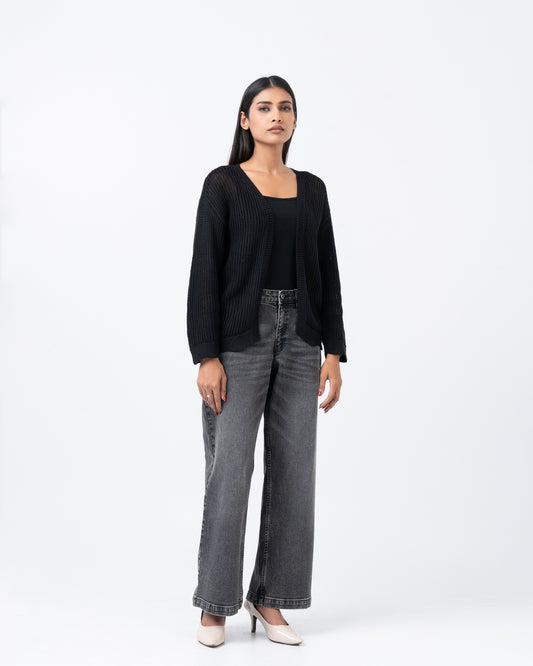 Relaxed Fit Open-Knit Cardigan