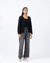 Relaxed Fit Open-Knit Cardigan