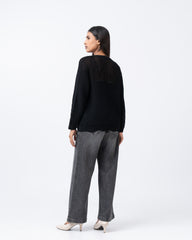 Relaxed Fit Open-Knit Cardigan