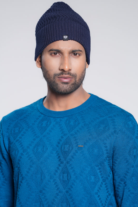 Jacquard knitted Hat with Ribbed Trims