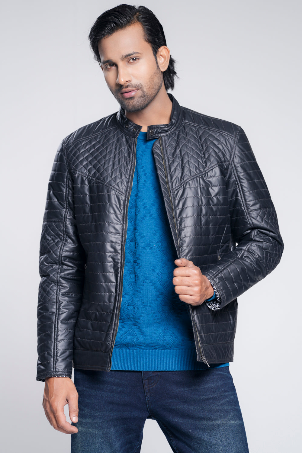 Quilted Biker-Style Jacket