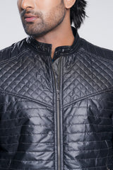 Quilted Biker-Style Jacket
