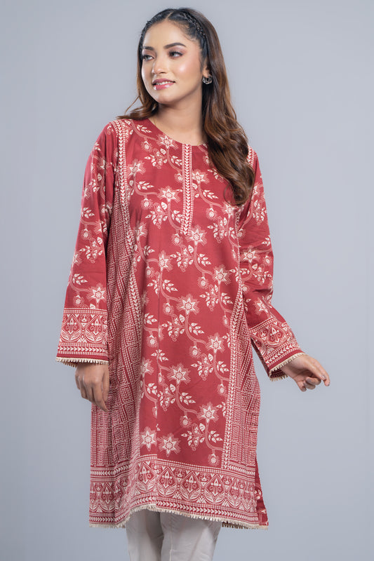 Short-Length Relaxed Fit Printed Lawn Kurta