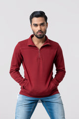 Regular Fit Half-Zipped Terry and Ottoman Jacket