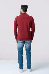 Regular Fit Half-Zipped Terry and Ottoman Jacket