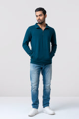 Regular Fit Half-Zipped Terry and Ottoman Jacket