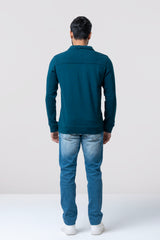 Regular Fit Half-Zipped Terry and Ottoman Jacket