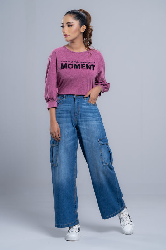 Wide-Leg Comfort Stretch Denim
