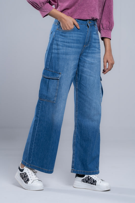 Wide-Leg Comfort Stretch Denim