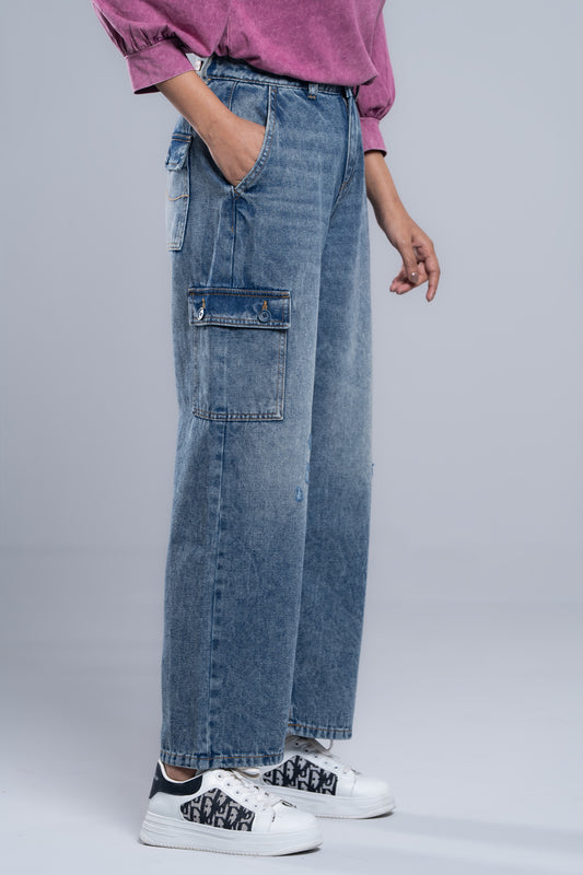 Dirty Wash Wide-Leg Denim