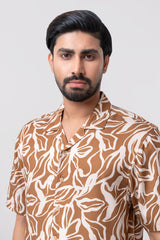 Relaxed Fit Printed Casual Shirt with Lapel Collar