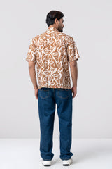 Relaxed Fit Printed Casual Shirt with Lapel Collar