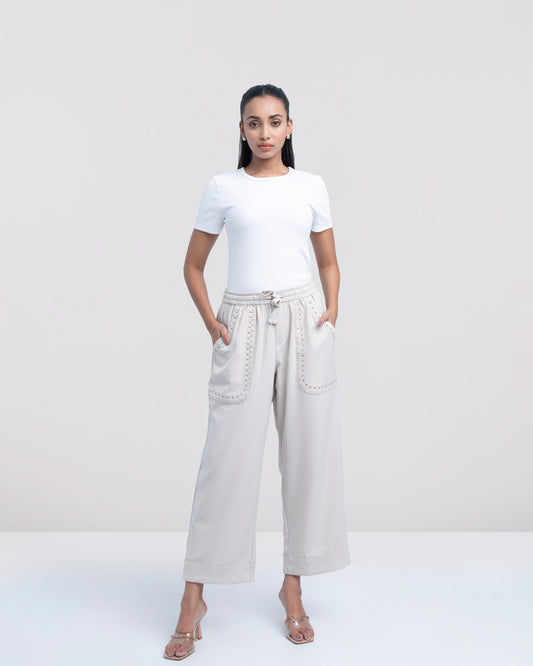 Regular Fit Embroidered Pants - Mystika