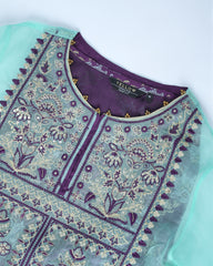 Smart Fit Embroidered Muslin Three-Piece Formal Ethnic Set with Organza Dupatta