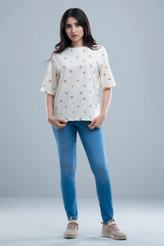 Relaxed Fit Floral Printed T-Shirt