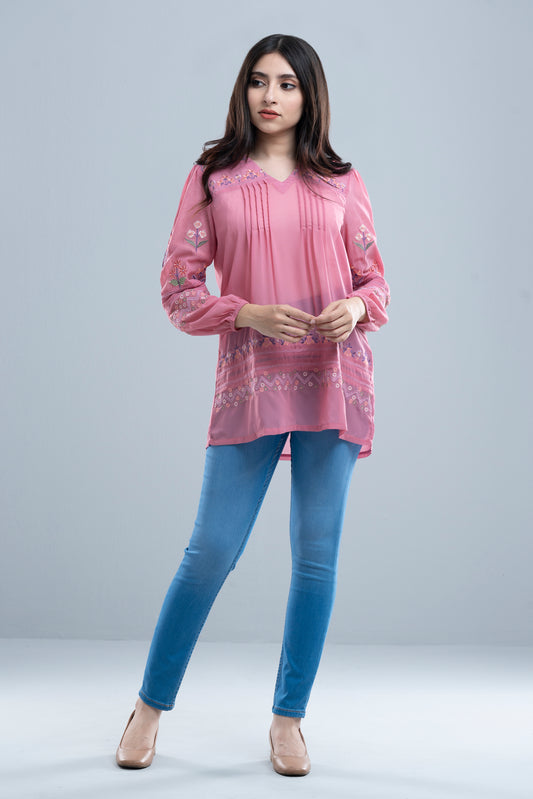 Regular Fit Georgette V-Neck Fashion Top