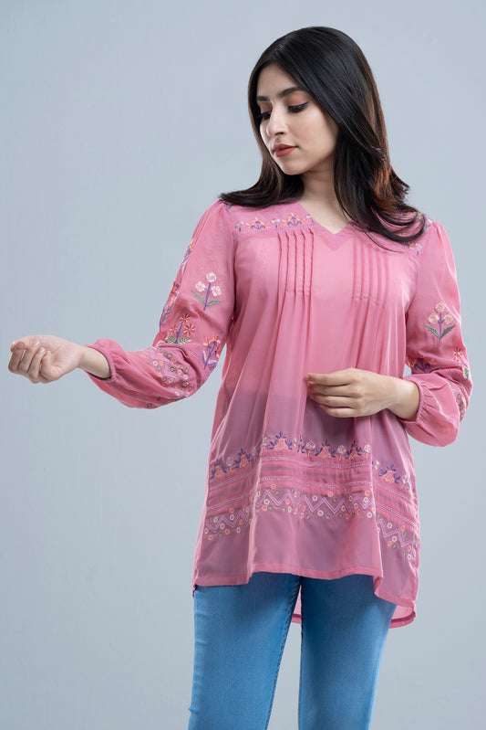 Regular Fit Georgette V-Neck Fashion Top
