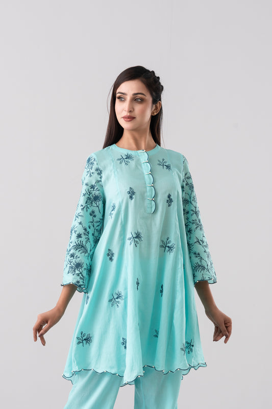 Smart Fit Floral Embroidered Semi-Formal Ethnic Set