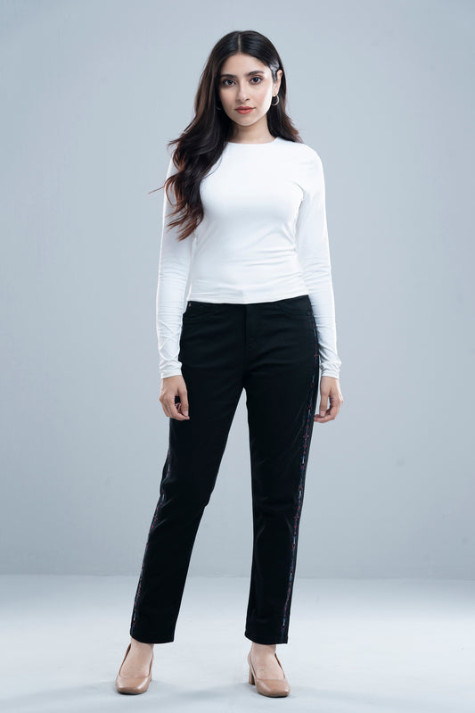 Slim Fit Embroidered Denim