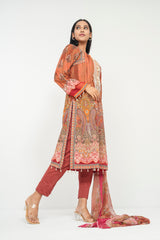 Semi-Formal Jamawar Printed Lawn - Three Piece