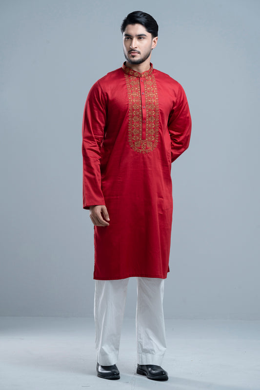 Regular Fit Embroidered Semi-Formal Panjabi