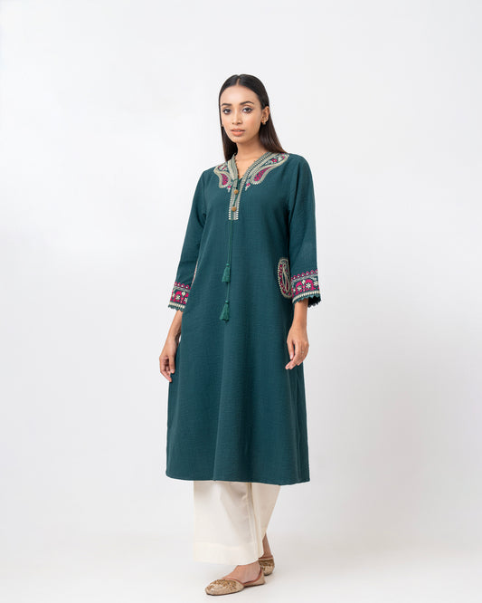 Smart Fit Embroidered One-Piece Ethnic Kurta