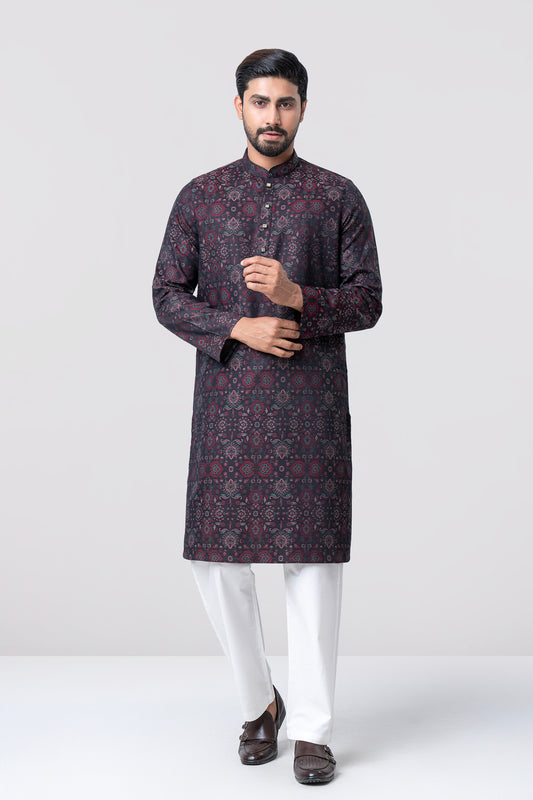 Regular Fit Jacquard Cotton Semi-Formal Panjabi