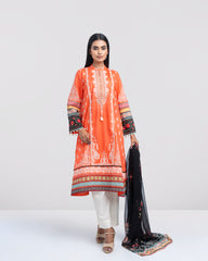 Smart Fit Digital Printed Two-Piece Lawn with Chiffon Dupatta