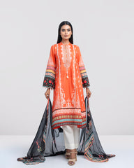 Smart Fit Digital Printed Two-Piece Lawn with Chiffon Dupatta