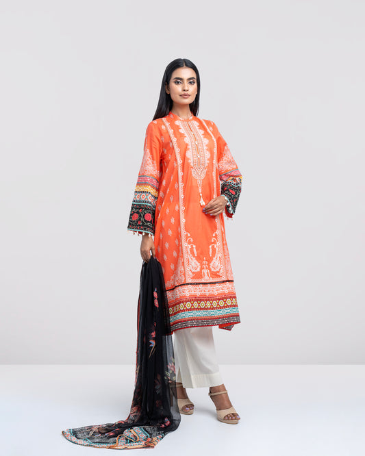 Smart Fit Digital Printed Two-Piece Lawn with Chiffon Dupatta
