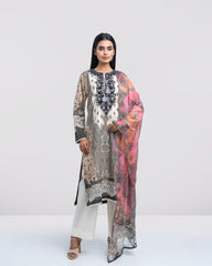 Relaxed Fit Digital Printed Two-Piece Lawn with Chiffon Dupatta