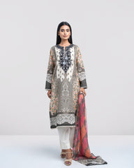 Relaxed Fit Digital Printed Two-Piece Lawn with Chiffon Dupatta