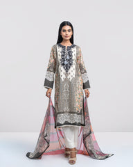 Relaxed Fit Digital Printed Two-Piece Lawn with Chiffon Dupatta