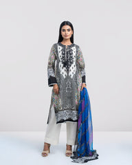 Relaxed Fit Digital Printed Two-Piece Lawn with Chiffon Dupatta