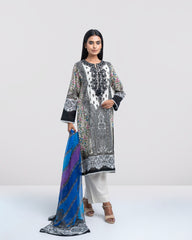 Relaxed Fit Digital Printed Two-Piece Lawn with Chiffon Dupatta