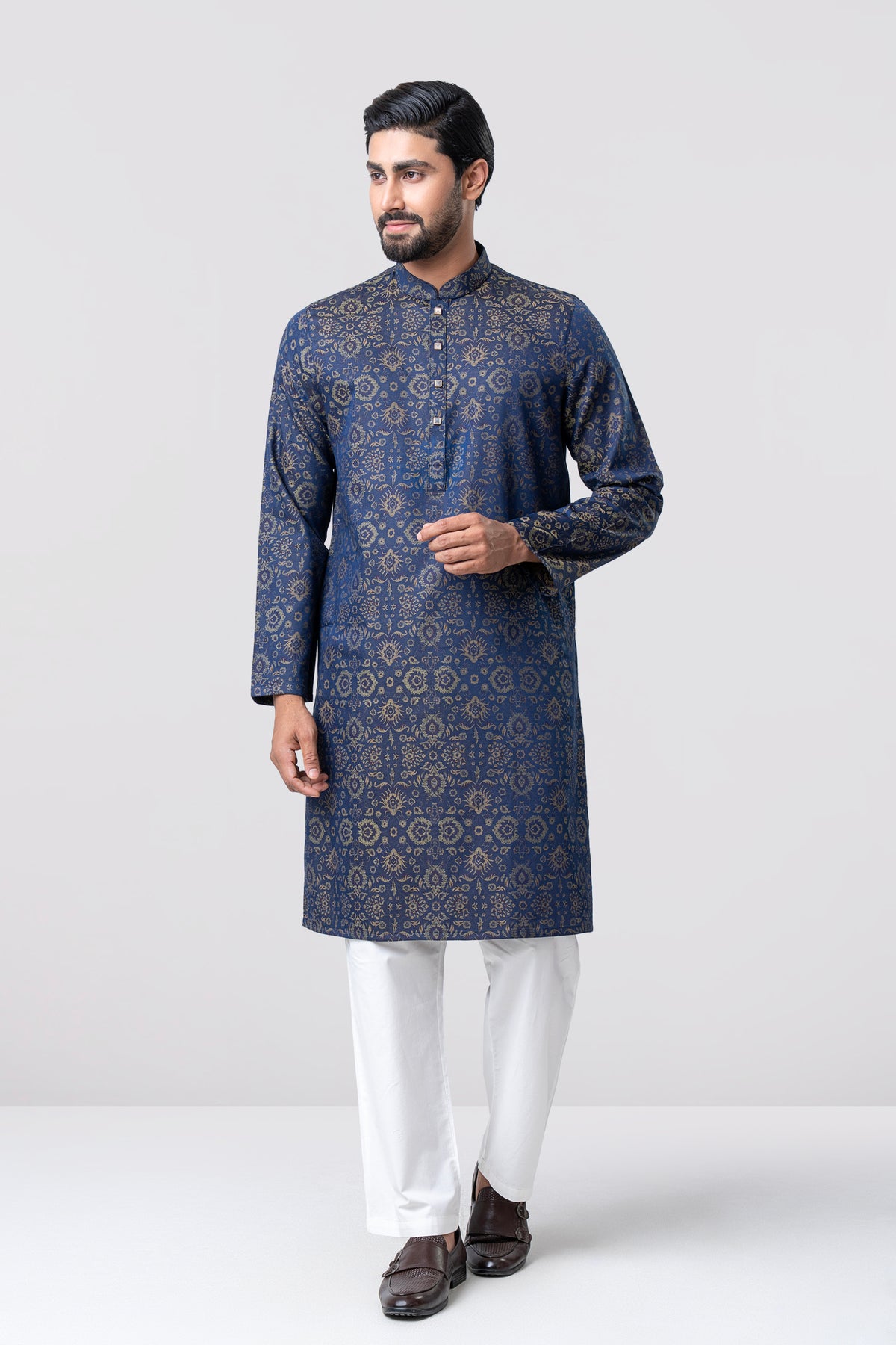 Regular Fit Jacquard Cotton Semi-Formal Panjabi