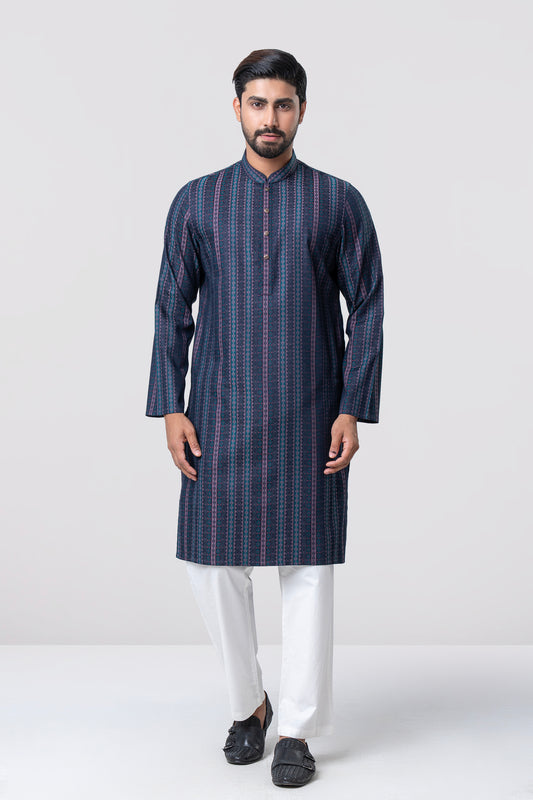 Regular Fit Jacquard Cotton Semi-Formal Panjabi