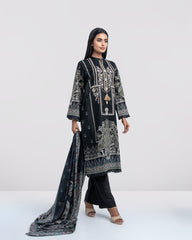 Relaxed Fit Printed Three-Piece Lawn with Silk Dupatta