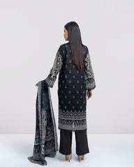 Relaxed Fit Printed Three-Piece Lawn with Silk Dupatta