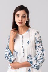 Smart Fit Floral Embroidered Semi-Formal Ethnic Set