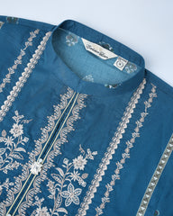 Relaxed Fit Printed Three-Piece Lawn with Silk Dupatta