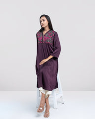 Smart Fit Scallop-Embroidered Satin Ethnic Kurta
