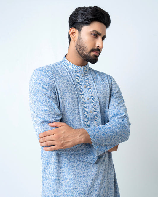 Regular Fit Printed Semi-Formal Panjabi