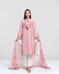 Smart Fit Embellished Two-Piece Formal Ethnic Set with Organza Dupatta