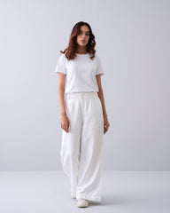 Wide-Leg Twill Pants