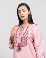 Smart Fit Embellished Two-Piece Formal Ethnic Set with Organza Dupatta